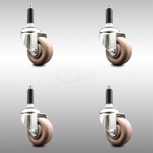 3 Inch 316SS High Temp Glass Filled Nylon 3/4 Inch Expanding Stem Caster Set